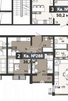 2-к квартира, строящийся дом, 37м2, 8/16 этаж