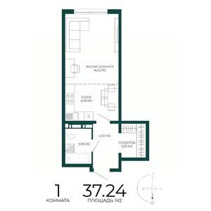 1-к квартира, строящийся дом, 37м2, 11/17 этаж