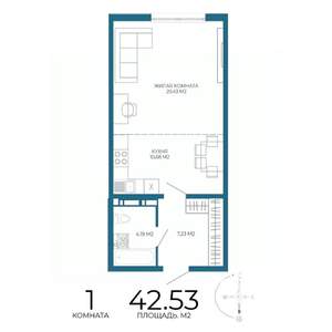 1-к квартира, вторичка, 43м2, 17/17 этаж