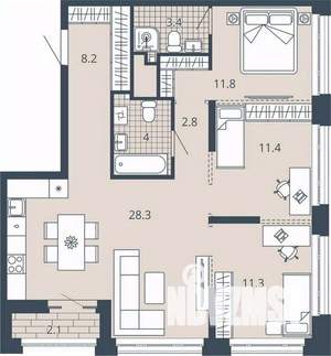 3-к квартира, вторичка, 83м2, 19/23 этаж