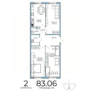 2-к квартира, вторичка, 83м2, 11/18 этаж