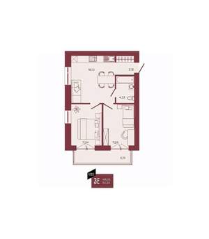 3-к квартира, вторичка, 54м2, 8/17 этаж