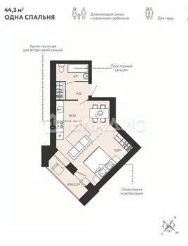 1-к квартира, вторичка, 40м2, 5/17 этаж