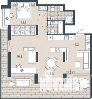 2-к квартира, вторичка, 86м2, 7/23 этаж