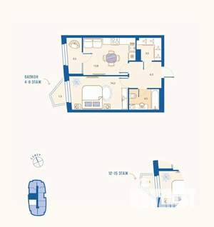 1-к квартира, вторичка, 45м2, 16/16 этаж