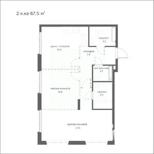 2-к квартира, вторичка, 68м2, 18/21 этаж