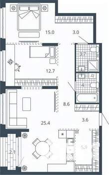 2-к квартира, вторичка, 84м2, 5/24 этаж
