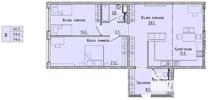 3-к квартира, строящийся дом, 95м2, 6/18 этаж