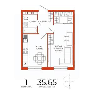 1-к квартира, вторичка, 36м2, 2/18 этаж