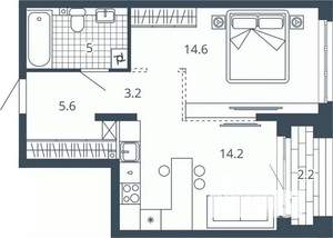 1-к квартира, вторичка, 45м2, 19/24 этаж