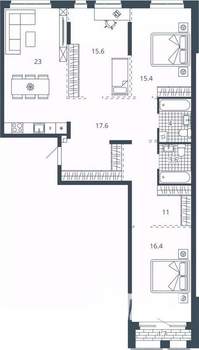 3-к квартира, вторичка, 108м2, 12/24 этаж