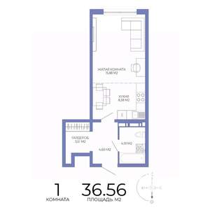 1-к квартира, вторичка, 37м2, 5/17 этаж