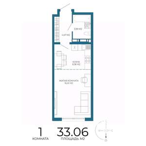 1-к квартира, вторичка, 33м2, 7/17 этаж