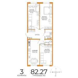 3-к квартира, вторичка, 82м2, 3/18 этаж