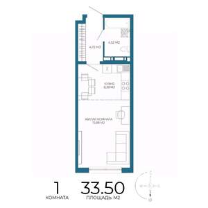 1-к квартира, строящийся дом, 34м2, 4/17 этаж