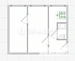 2-к квартира, вторичка, 42м2, 1/4 этаж