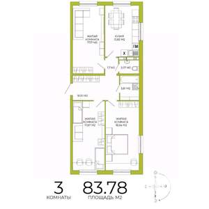 3-к квартира, строящийся дом, 84м2, 2/18 этаж