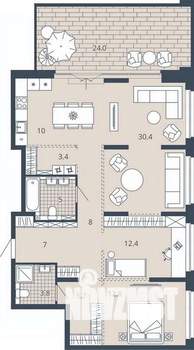 2-к квартира, вторичка, 109м2, 20/23 этаж