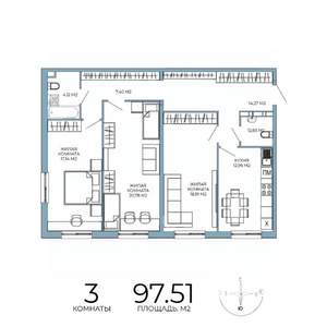 3-к квартира, строящийся дом, 98м2, 10/18 этаж