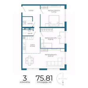3-к квартира, вторичка, 76м2, 14/17 этаж