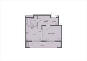 1-к квартира, вторичка, 50м2, 7/18 этаж