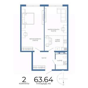 2-к квартира, вторичка, 64м2, 17/17 этаж