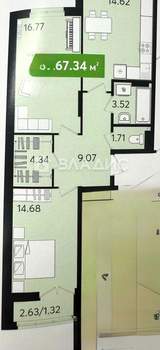 3-к квартира, вторичка, 65м2, 3/17 этаж