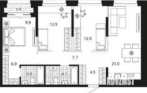 3-к квартира, вторичка, 85м2, 22/23 этаж