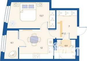 1-к квартира, вторичка, 41м2, 2/16 этаж