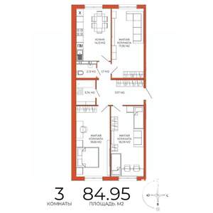 3-к квартира, строящийся дом, 85м2, 9/18 этаж