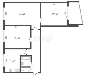 3-к квартира, вторичка, 55м2, 9/9 этаж