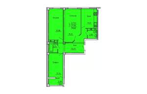 3-к квартира, строящийся дом, 80м2, 14/18 этаж