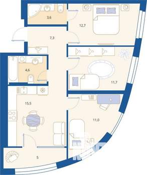 3-к квартира, вторичка, 71м2, 5/16 этаж