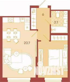 2-к квартира, вторичка, 42м2, 10/17 этаж