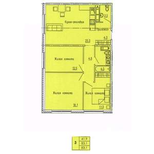 3-к квартира, вторичка, 83м2, 13/18 этаж