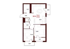 2-к квартира, вторичка, 68м2, 15/18 этаж