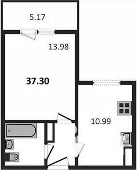 1-к квартира, вторичка, 37м2, 7/10 этаж