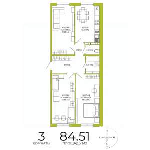 3-к квартира, вторичка, 85м2, 4/18 этаж