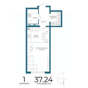 1-к квартира, строящийся дом, 37м2, 7/17 этаж
