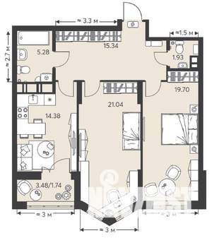2-к квартира, вторичка, 81м2, 2/18 этаж