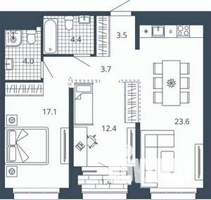 2-к квартира, вторичка, 70м2, 18/24 этаж