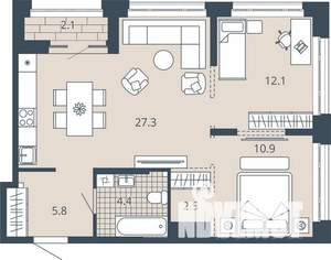 2-к квартира, вторичка, 65м2, 3/23 этаж