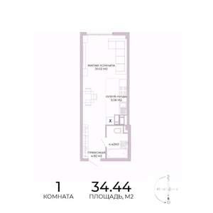 1-к квартира, строящийся дом, 34м2, 5/17 этаж