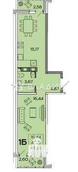 2-к квартира, сданный дом, 45м2, 16/17 этаж