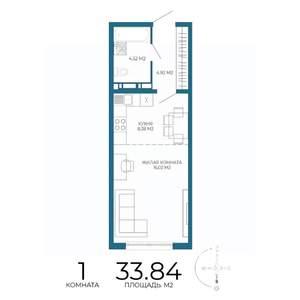 1-к квартира, вторичка, 34м2, 14/17 этаж