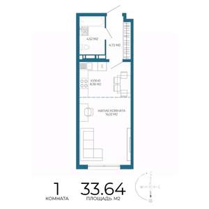 1-к квартира, строящийся дом, 34м2, 9/17 этаж