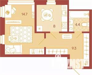 1-к квартира, вторичка, 36м2, 12/17 этаж