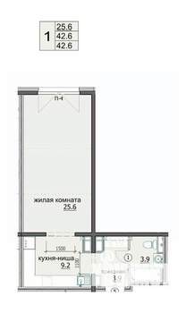 1-к квартира, строящийся дом, 43м2, 3/18 этаж