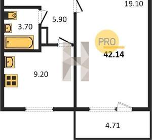 1-к квартира, вторичка, 42м2, 5/10 этаж