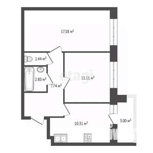 2-к квартира, вторичка, 52м2, 10/10 этаж